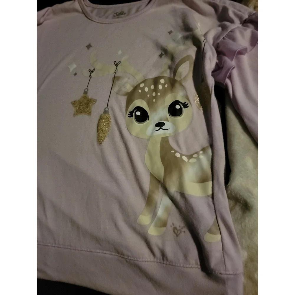 Justice Christmas holiday reindeer pajamas‎ size 8 fuzzy pants